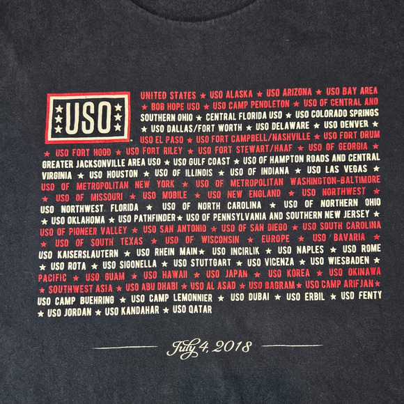 Bayside True American Tee XL USO July 4 2018 Shirt Patriotic USA Graphic T Shirt - Picture 2 of 7